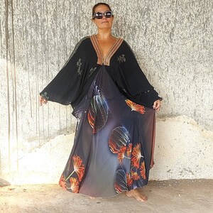 Maxi robe fluide d'été en soie déesse exubérante, mariage chic bohème féerique de plage, robe MORGANA coupe ample, longue magnifique extravagante image 4