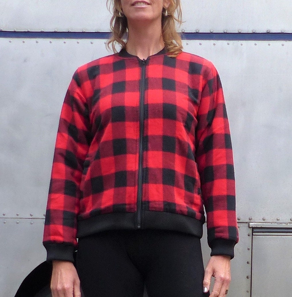 Tartan Plaid Check Bomber Lined Cozy Bomber Zipper Jacket W Tartan Plaid Check Bomber Lined Cozy Bomber Zipper Jacket W