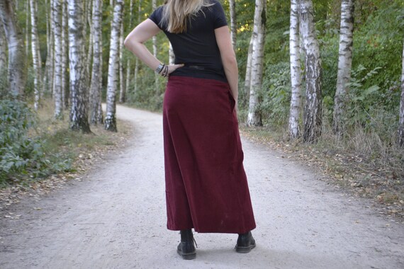 Bohemian Long Skirt With Pockets Floor Length Plus Size Maxi Corduroy Skirt S M M L L XL XL XXL Navy Blue Black Red brick Deep Green Etsy UK