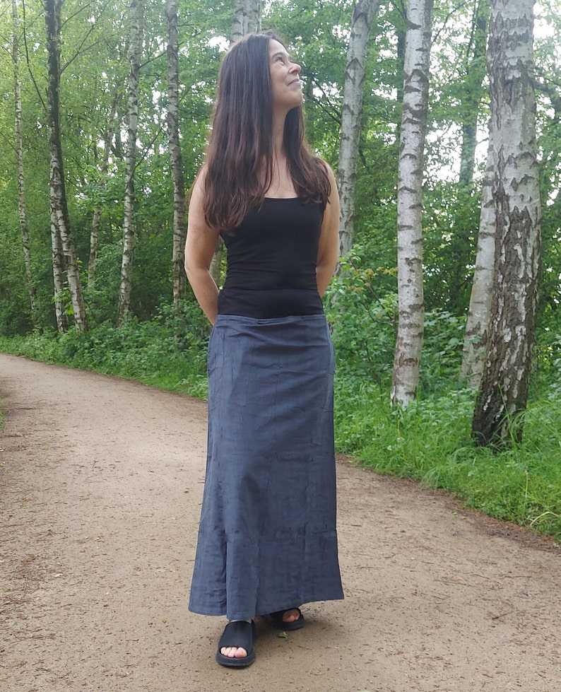 Corduroy Bohemian Long Pencil Skirt w/ Pockets sizes xs, s, m, xl, xxl Lounge Resortwear Wide Waistband Cord Casual Modest Elegant Clothing image 6