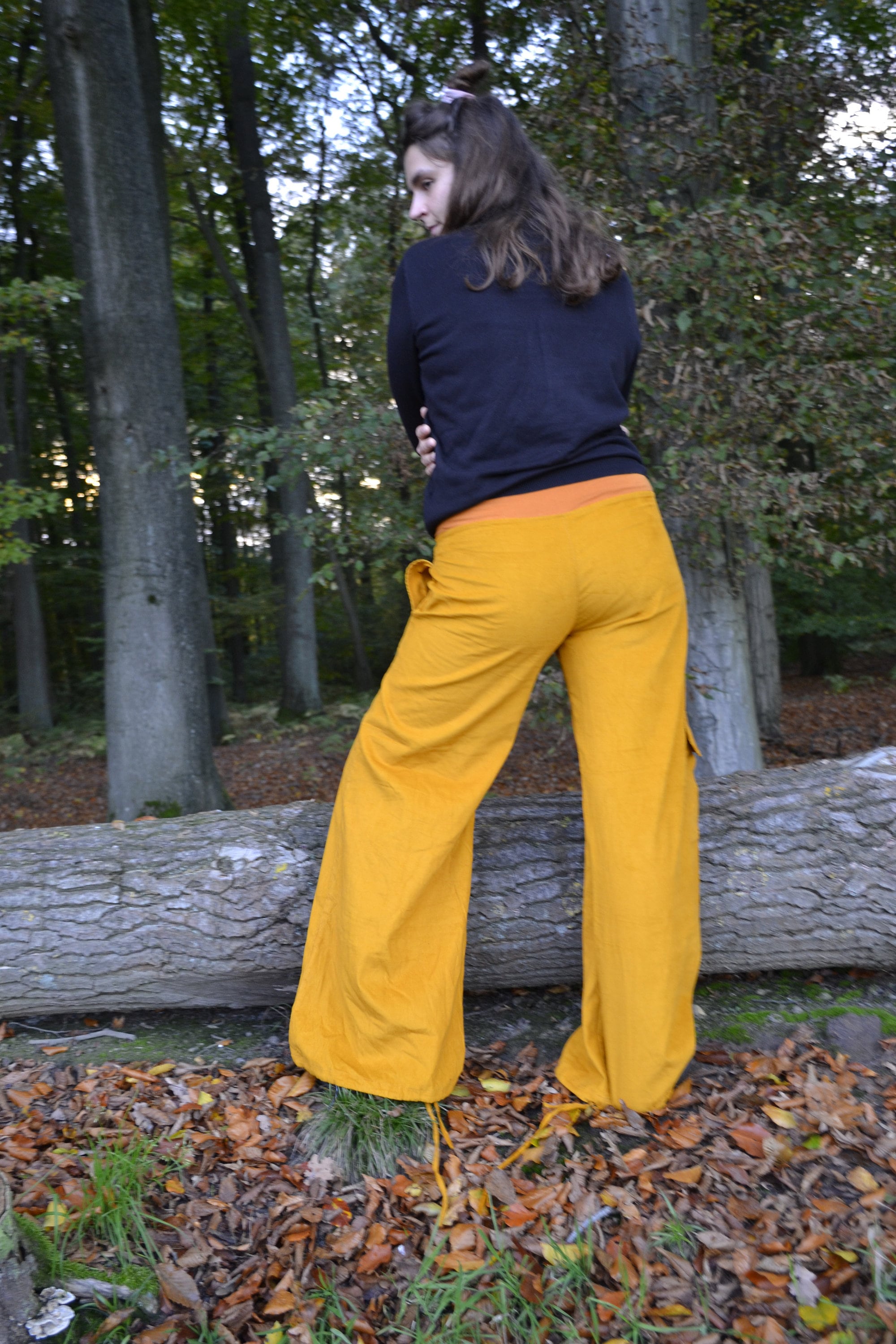 Wide Legs Yellow Summer Palazzo Womens Cord Cuff W/ Drastrings