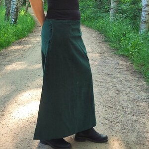 Corduroy Bohemian Long Pencil Skirt w/ Pockets sizes xs, s, m, xl, xxl Lounge Resortwear Wide Waistband Cord Casual Modest Elegant Clothing image 5