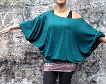 Top Cool Off Schulter Fledermausflügel Oversize Cool Top, Fledermaus Ärmel Bluse Schmetterling Lockere Tunika, Bequeme Stilvolle Dehnbare, einfach zu tragenden Alltags-Look