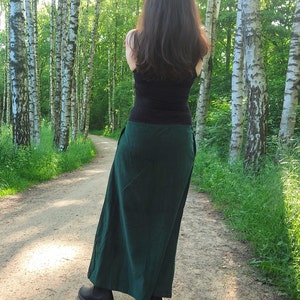 Corduroy Bohemian Long Pencil Skirt w/ Pockets sizes xs, s, m, xl, xxl Lounge Resortwear Wide Waistband Cord Casual Modest Elegant Clothing image 2