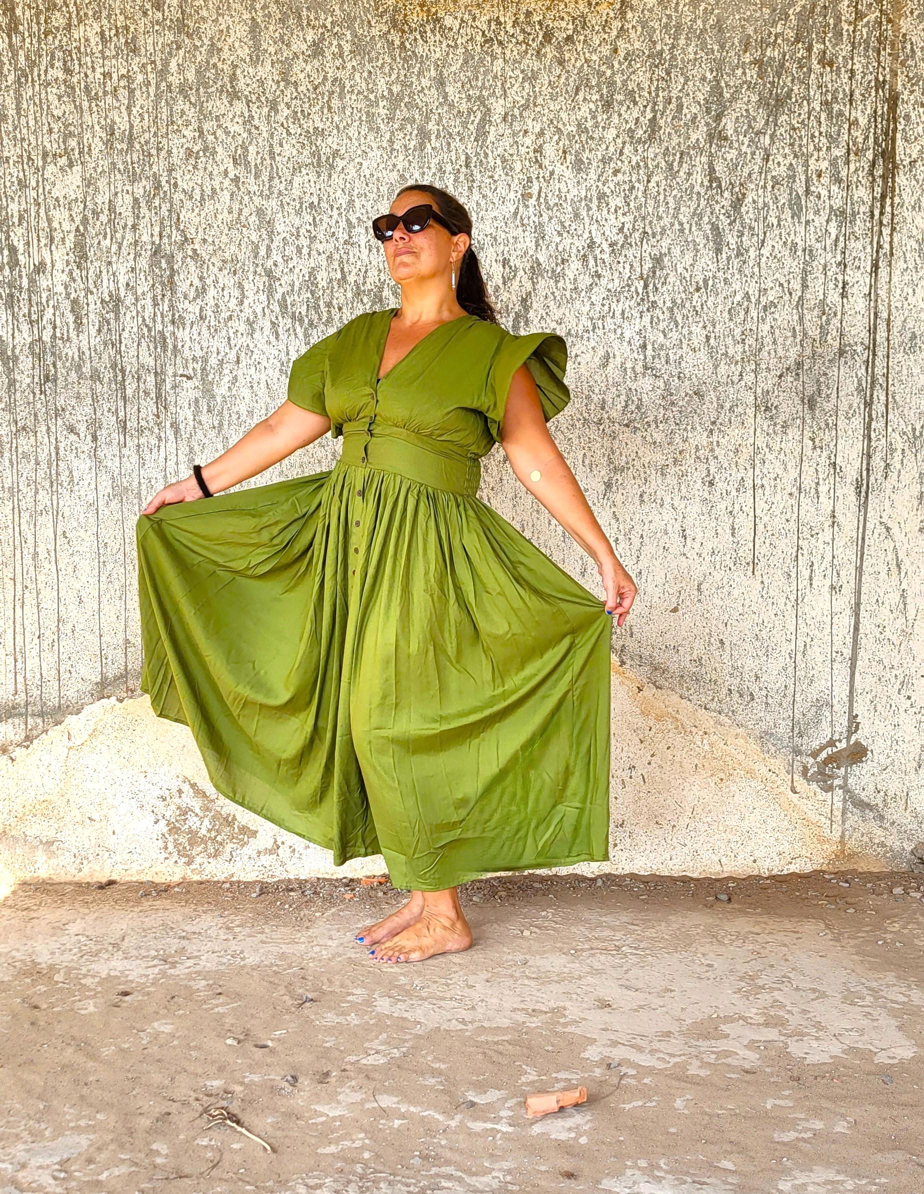 Flowy Dress Pocket Button Down, Long Stylish Lady Look