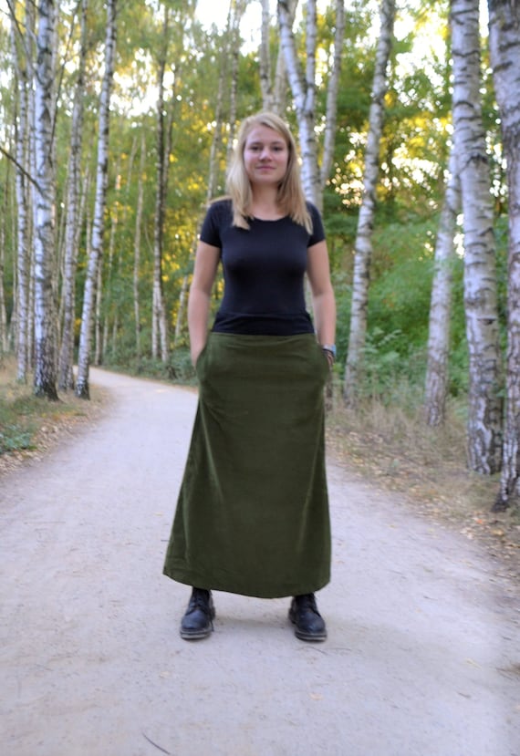 Gonna lunga a tubino comoda in velluto a coste Boho con tasche taglie XS S M XL XXL Loungewear abbigliamento alternativo chic di classe casual divertente e modesto Etsy Italia