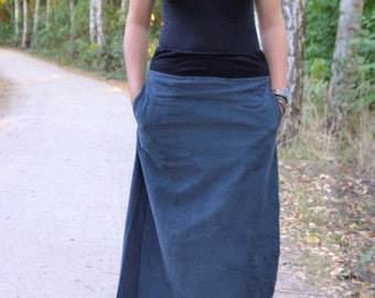 Gray Corduroy Boho Long Maxi Pencil Skirt with Pockets sizes xs, s, m, xl, xxl Loungewear, Shabby Chic Alternative Clothing, Casual Modest