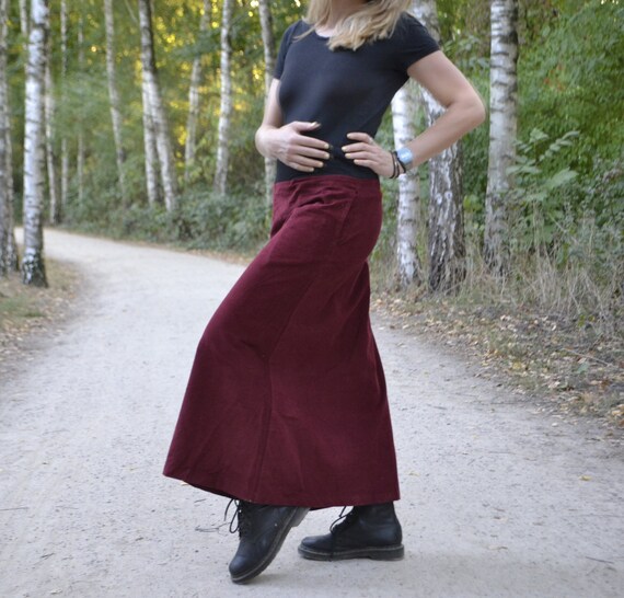 Corduroy Long Full Length Skirt With Pockets Sizes Xs S m M l L xl Xl xxl Loungewear Skirt Boho Hippie Chic Clothing Casual Modest Etsy