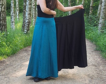 Wrap Skirt Casual Full Length Comfortable Long Reversible Wide Waistband, One Size Elegant Ladies Modest Plus Size, Stylish Women Festival