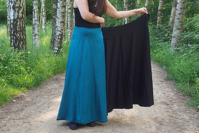 Wrap Skirt Casual Full Length Comfortable Long Reversible Wide Waistband, One Size Elegant Ladies Modest Plus Size, Stylish Women Festival image 1