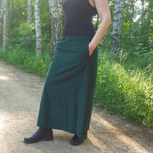 Corduroy Bohemian Long Pencil Skirt w/ Pockets sizes xs, s, m, xl, xxl Lounge Resortwear Wide Waistband Cord Casual Modest Elegant Clothing image 3