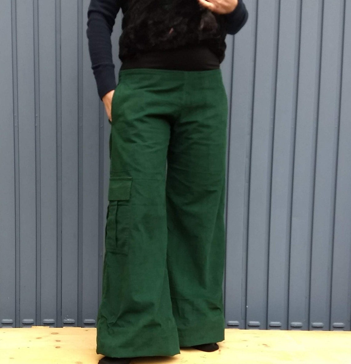 Green Corduroy Pants Womens Boho Wide Leg Pants Palazzo Cord Etsy