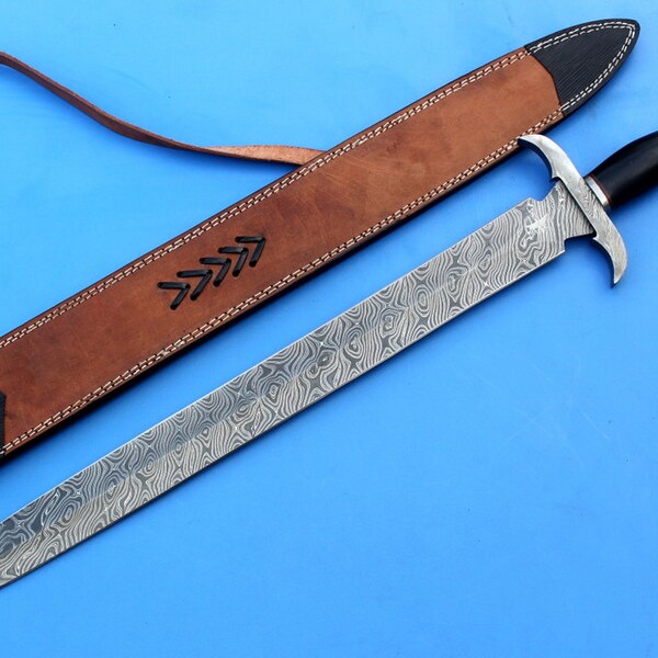 HTK-161 Damascus Sword / Hand Made / Custom / Black MICARTA  handle / Sharp & Flexible