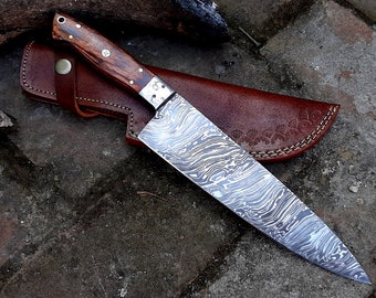 HTS-502 Thin Meat Cleaver Damascus / Kitchen/ Handmade / Custom / Forg —  HomeTown Knives