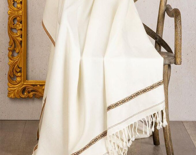 Kashmiri Wool Men's Shawl White