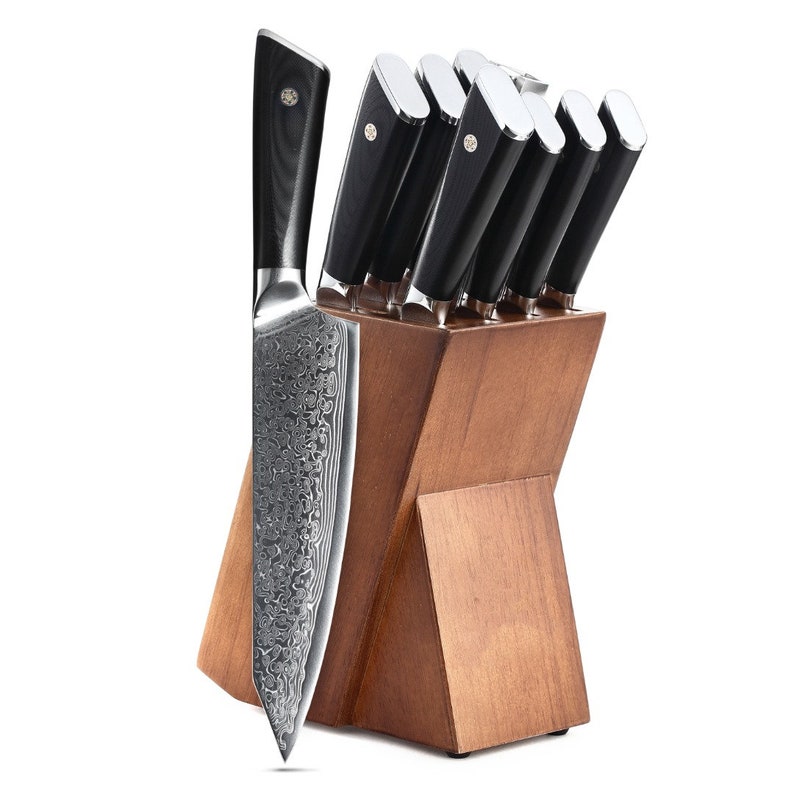 HTC-17 VG10 Damascus Knife set Bamboo Box Stainless Damascus Professional Chef Knife Set Quality image 3