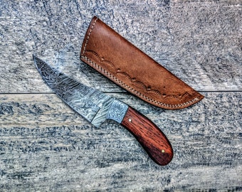 HTSE-13 / Damascus Skinner / HAND ENGRAVED Bolster / Exceptional Art / Hometown Knives / Metal Engraving