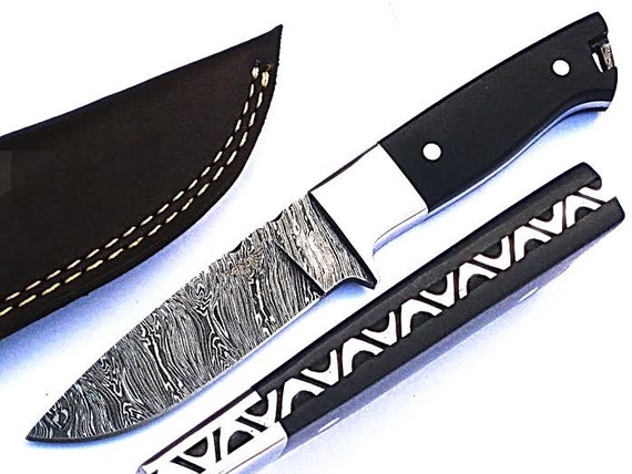 Cuchillo compuesto Personalizado Negro Verde Material Mango escalas en blanco 53