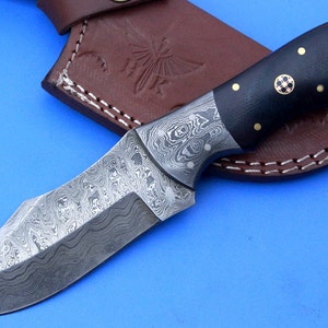 HTK -247 Damascus  Knife/ Skinner / Hunting / Camping / Hand Made / Custom / Micarta Handle