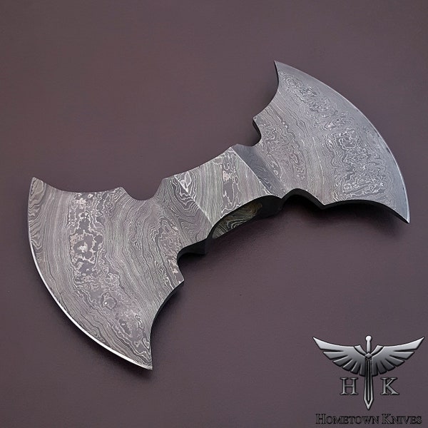 HTK2038 - Damascus Knife custom handmade Axe Hatchet double Head