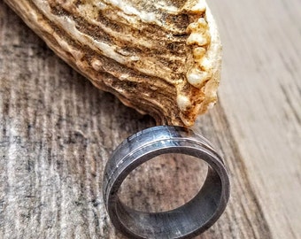 HTRNG 2 - Damascus Ring : Forged & Hand Crafted  - Square Slotted Sides