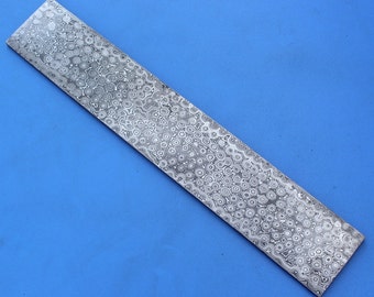 HTK-194 Damascus Knife custom handmade Billet / Great quality / Rain Drop Pattern / Annealed  state / 2" x .11" x 10"