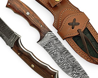 HomeTown Knives | HTS-3W Sweeping Skinner DAMASCUS | Camping | Hunting | Custom HAND Made