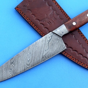 HT-51  Damascus Knife custom handmade  Chef Knife / Oak Wood Handle