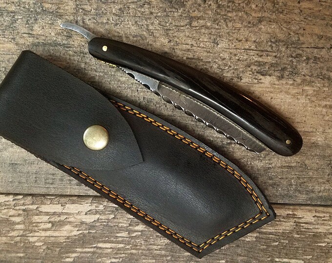 HTS-92 Damascus Straight Razor  / Shave / Handmade / Custom / Forged / Paduk Handle / Hand Filed Spine / Utility