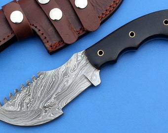 HT-48  Damascus Knife custom handmade Tracker  / Micarta handle