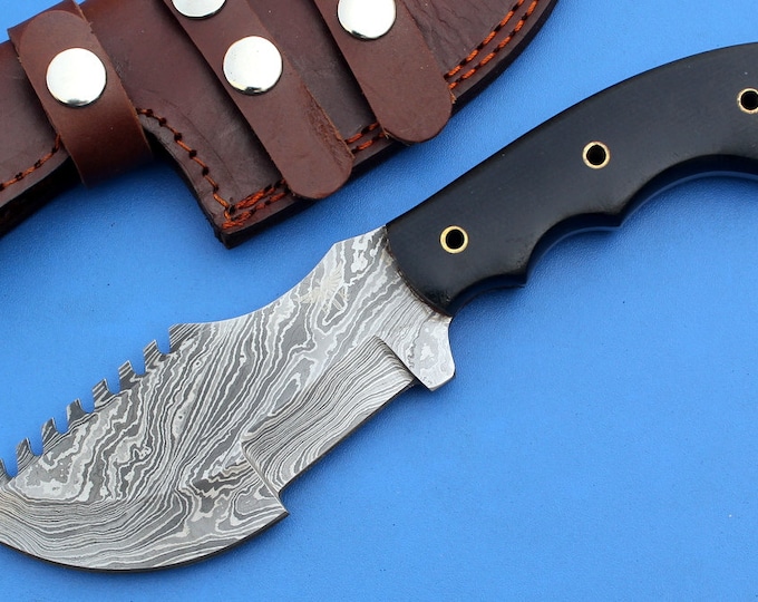 HT-48  Damascus Knife custom handmade Tracker  / Micarta handle