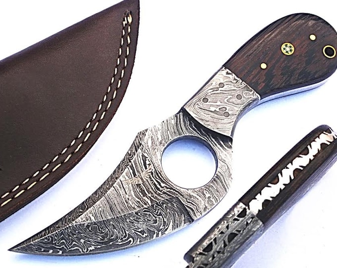 HTS - 11 custom handmade Damascus Skinner Knife / WENGE wood handle / Great quality