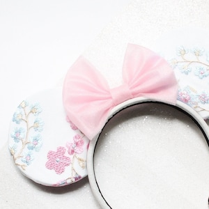 Spring Mouse Ears, Flower Mouse Ears, Light Pink and Light Blue Flower Mouse Ears, Mouse Ears