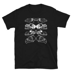 Animal Skulls T-Shirt - Biker's T-Shirt For Men And Women - Monochrome Graphic Tee - Gothic Clothing - Unisex T-Shirt