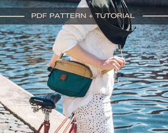 Shoulder bag pdf pattern with tutorial, crossbody bag