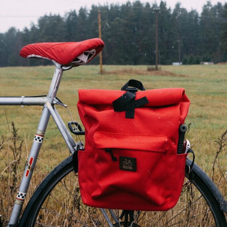 Roll top pannier backpack waterproof bicycle pannier | Etsy