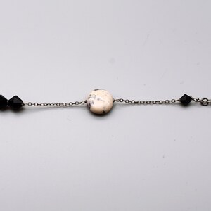 Mod 70's sterling rhodonite black crystal choker, edgy 925 silver bicones square & round discs necklace image 8