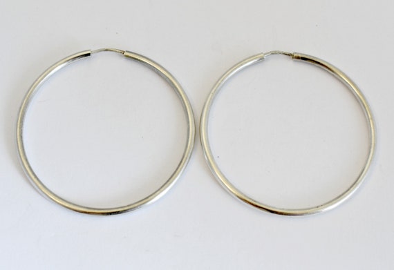 Classic 70's sterling two inch hippie boho hoops,… - image 6