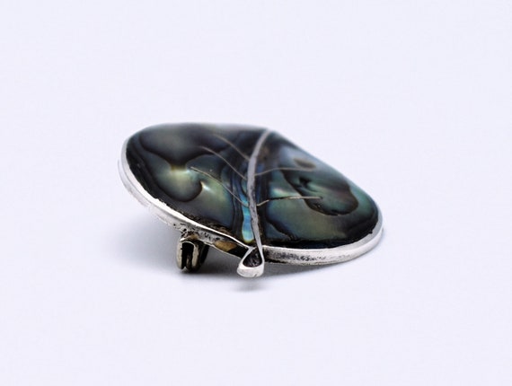 40's pre-Eagle Taxco sterling abalone leaf brooch… - image 8