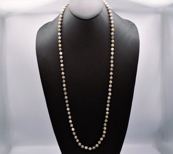 Long 80's labradorite bead boho necklace, double … - image 6