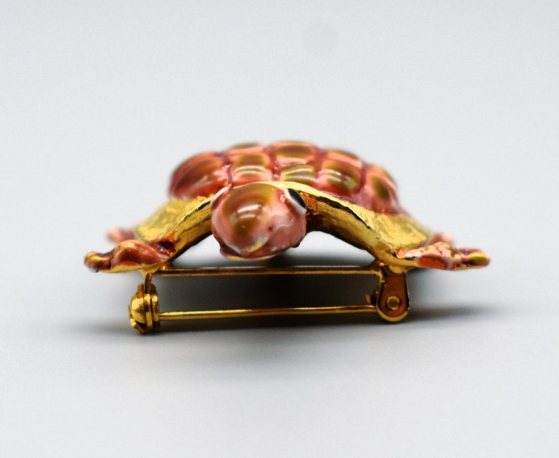 60's Original by Robert turtle brooch, OOAK Robert Original ceramic enamel gold plate tortoise pin image 4