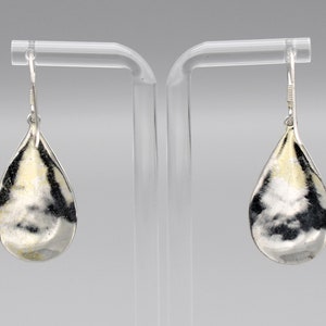 80's hammered sterling hippie teardrop dangles, textured 925 silver psychedelic boho earrings image 5