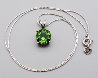 90's 925 silver emerald cubic zirconia bling pendant, simple green CZ rectangle box chain sterling necklace