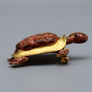 60's Original by Robert turtle brooch, OOAK Robert Original ceramic enamel gold plate tortoise pin image 7