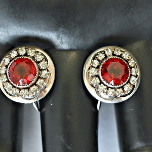30s Art Deco sterling vermeil rhinestone screw backs, Gatsby 925 silver crystal bling earrings image 5