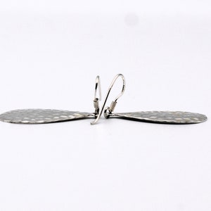 80's hammered sterling hippie teardrop dangles, textured 925 silver psychedelic boho earrings image 3