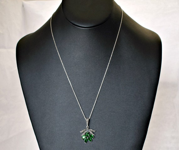 80's sterling green quartz pyrite Art Deco style … - image 3