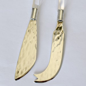 70's Dellapina sterling acrylic phoenix cheese knives, mod Peru 925 silver & clear lucite serving utensils image 9