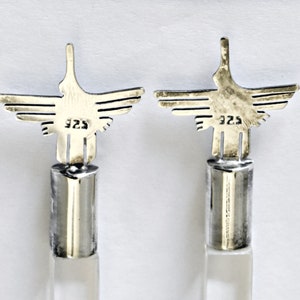 70's Dellapina sterling acrylic phoenix cheese knives, mod Peru 925 silver & clear lucite serving utensils image 7