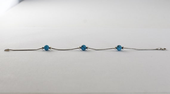 80's FAS sterling snake chain turquoise minimalis… - image 2